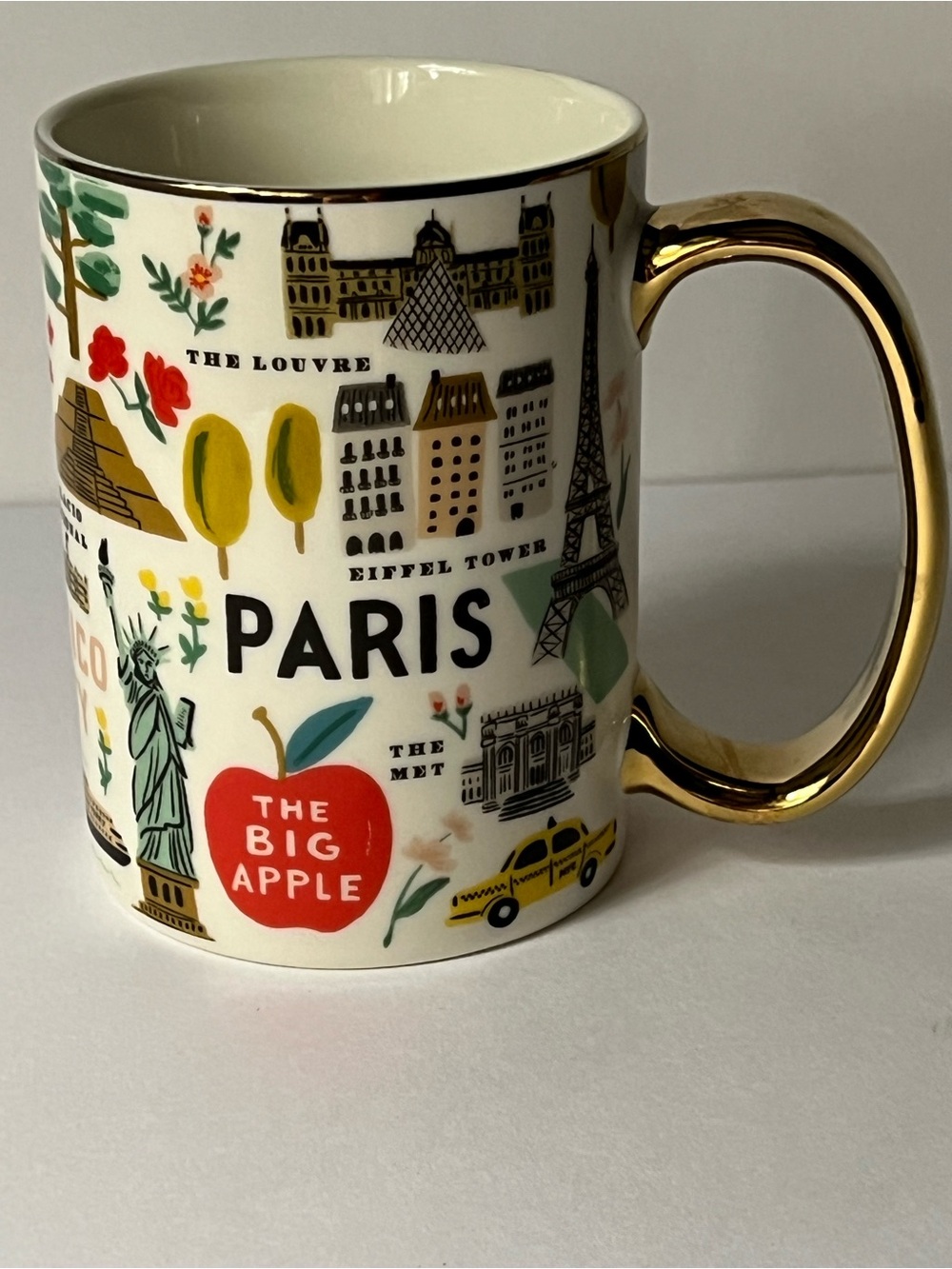 Rifle Paper Co. Travel Cities Landmarks Illustrative Mug with Gold Handle